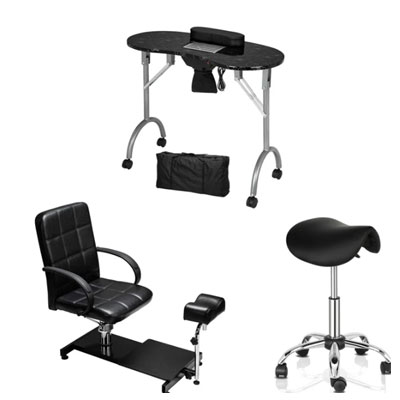 Nail Salon Equipment - Omysalon 1 Operator Basic Nail Salon Package Black