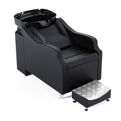 Shampoo Chair For Salon - OmySalon BU1301 Salon Shampoo Bowl and Chair Backwash Unit with Extra Large Ceramic Bowl & Freestanding Ottoman